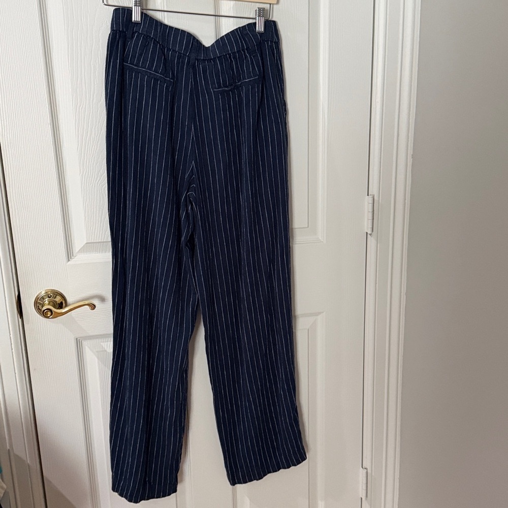 a new day Dark Blue Pinstripe Pants linen size 6 - Picture 4 of 4